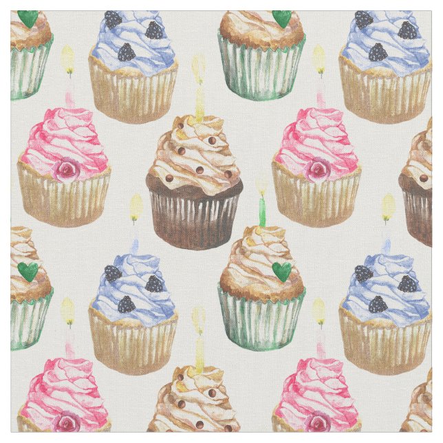 Tecido Cupcakes de aquarela (Detalhe)