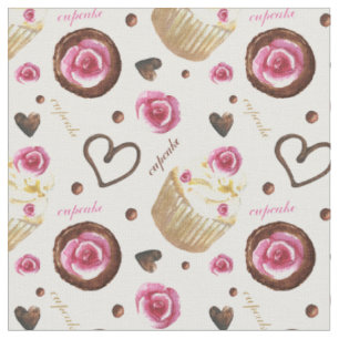 Tecido Cupcakes de aquarela