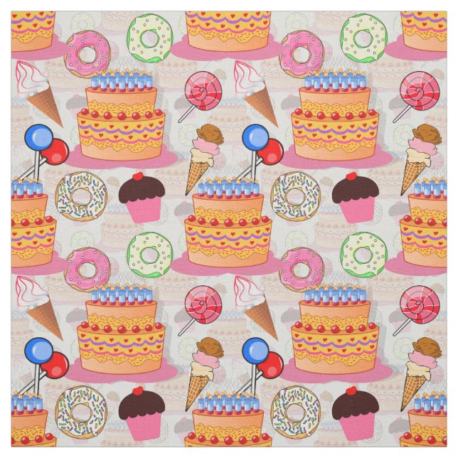 Tecido Cupcakes Lollipop Rosquinha Icecream Têxtil (Modelo)