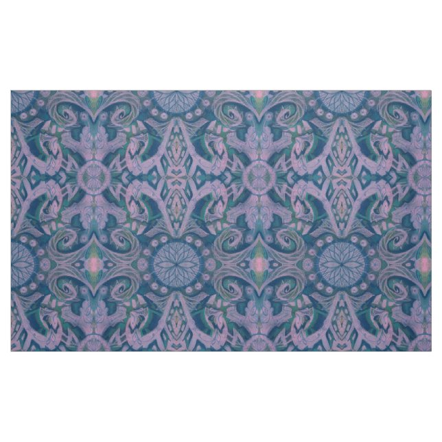 Tecido Curvas e Lótus, lavanda de padrões de abstrato e a (Fat Quarter)
