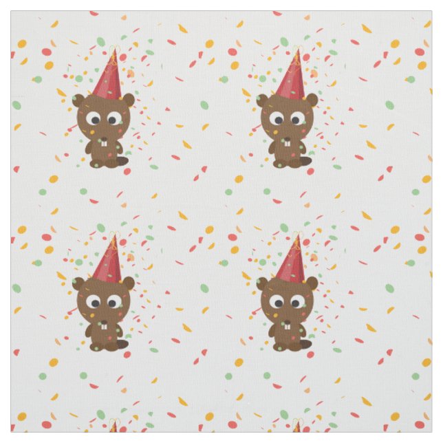 Tecido Cute Confetti Party Beaver (Modelo)
