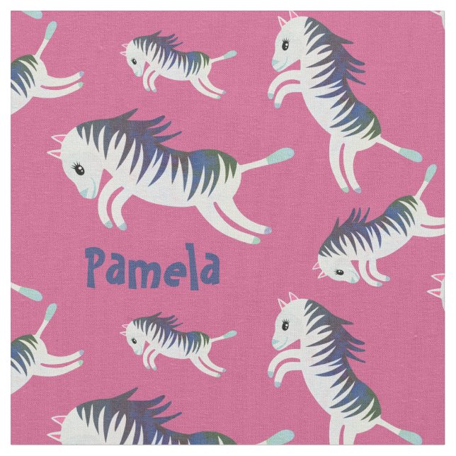 Tecido Cute Girly Pink Personalizado Nome Zebra Impresso (Detalhe)