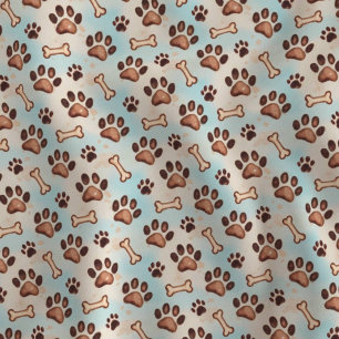 Tecido Cute Impressão de Pata de Cachorro em Aquarela