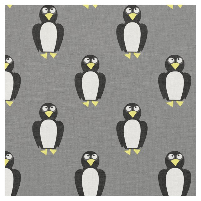 Tecido Cute Penguins Criança Filha Cinza de Nursera Bebê (Detalhe)