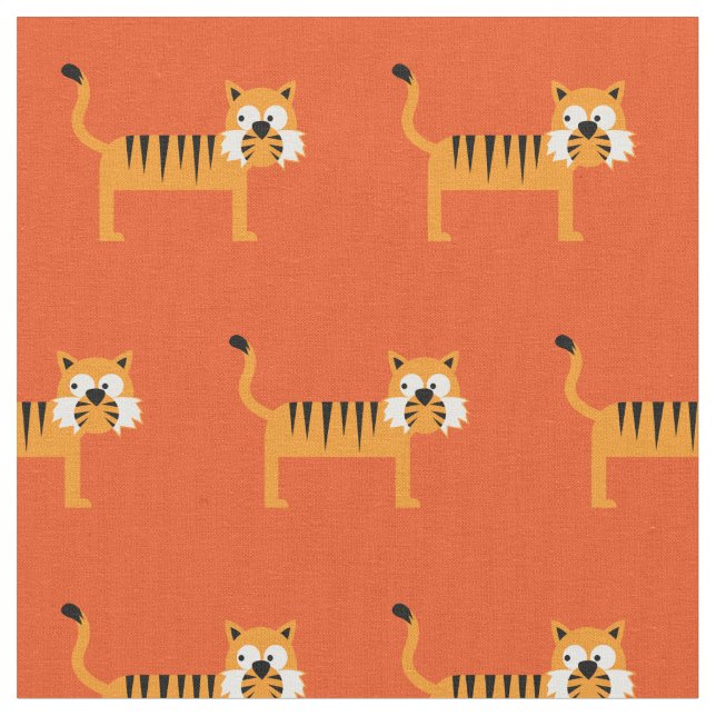 Tecido Cute Tiger Kid Nursery Orange Cat (Detalhe)