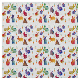 Tecido da arte do watercolo dos coelhos e das