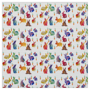 Tecido da arte do watercolo dos coelhos e das