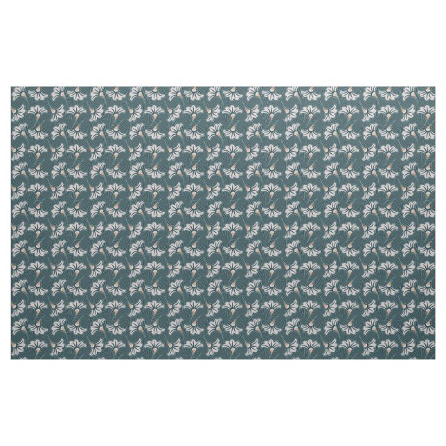 Tecido da cerceta da flor branca (Fat Quarter)