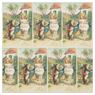 Tecido da menina do feriado & da páscoa do vintag