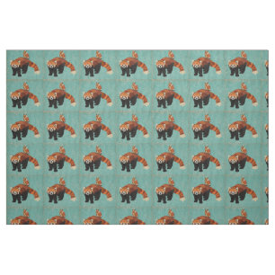 Tecido da panda vermelha & da coruja