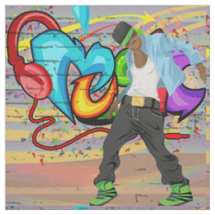 Tecido da parede dos grafites da música do homem