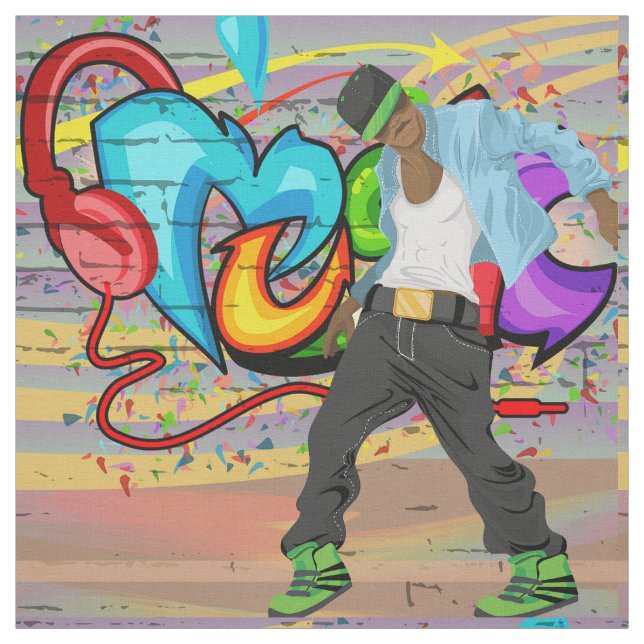 Tecido da parede dos grafites da música do homem 2 (Modelo)