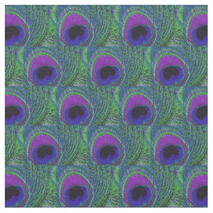 Tecido da pena do pavão - preto roxo violeta verd