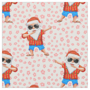 Tecido Dabbing Beach Santa Claus em uma camisa Aloha com