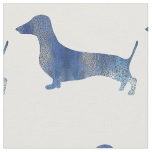Tecido Dachshund azul