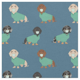 Tecido Dachshund em azul escuro