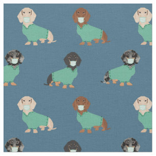 Tecido Dachshund em azul escuro
