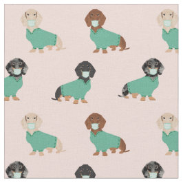 Tecido Dachshund em rosas claro
