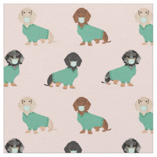 Tecido Dachshund em rosas claro