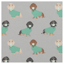 Tecido Dachshund na cinza de Scrubs