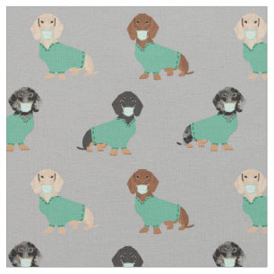 Tecido Dachshund na cinza de Scrubs