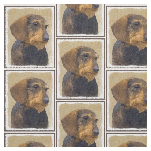 Tecido Dachshund (Wirehaired): Pintura original de cães (Modelo)