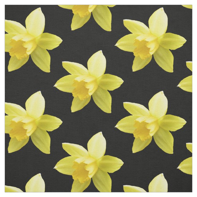 Tecido Daffodils Amarelos no Floral Preto (Modelo)