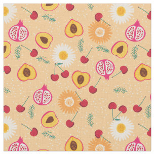 Tecido Daisy de pêssego floral de cereja de fruta
