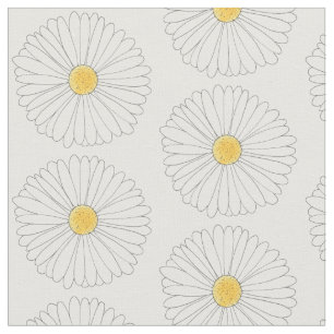 Tecido Daisy White Yellow Daisies Flor Impressão