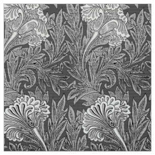 Tecido Damasco, cinzas/cinza e branco Jacobean da flor