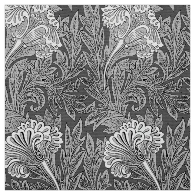 Tecido Damasco, cinzas/cinza e branco Jacobean da flor (Modelo)