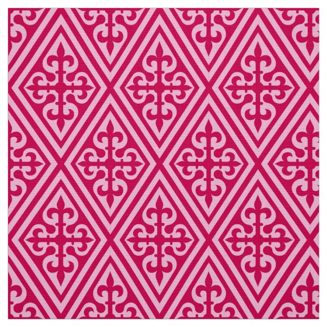 Tecido Damasco Cruzado Medieval - Cor-de-rosa Fúcsia (Modelo)