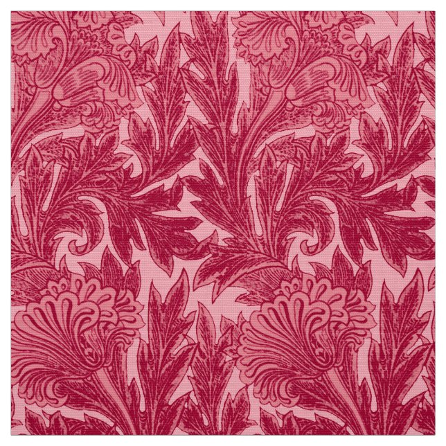 Tecido Damasco da flor, fúcsia e luz Jacobean - rosa (Modelo)