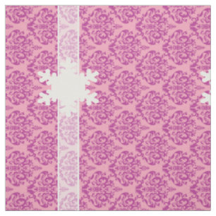 Tecido Damasco de orquídea magenta com floco de neve