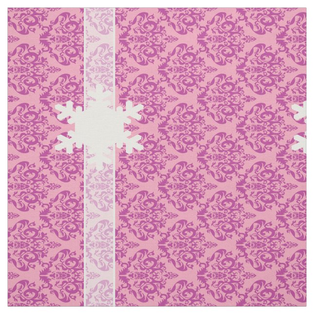 Tecido Damasco de orquídea magenta com floco de neve (Modelo)