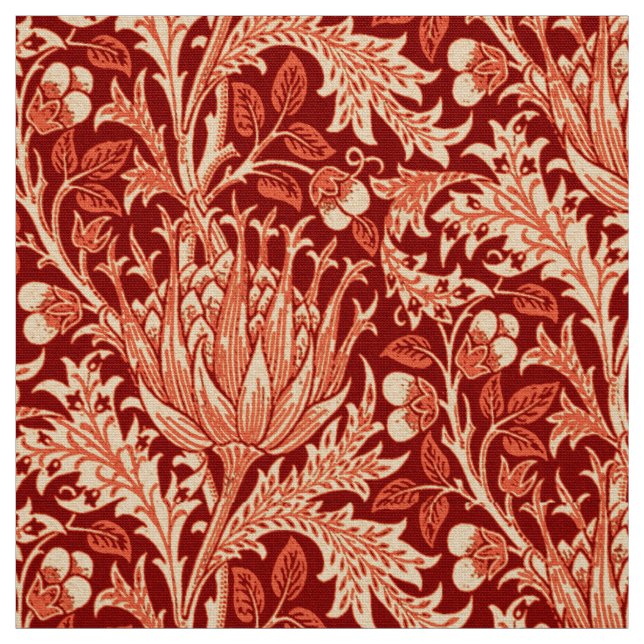 Tecido Damasco de William Morris, profundamente laranja (Modelo)