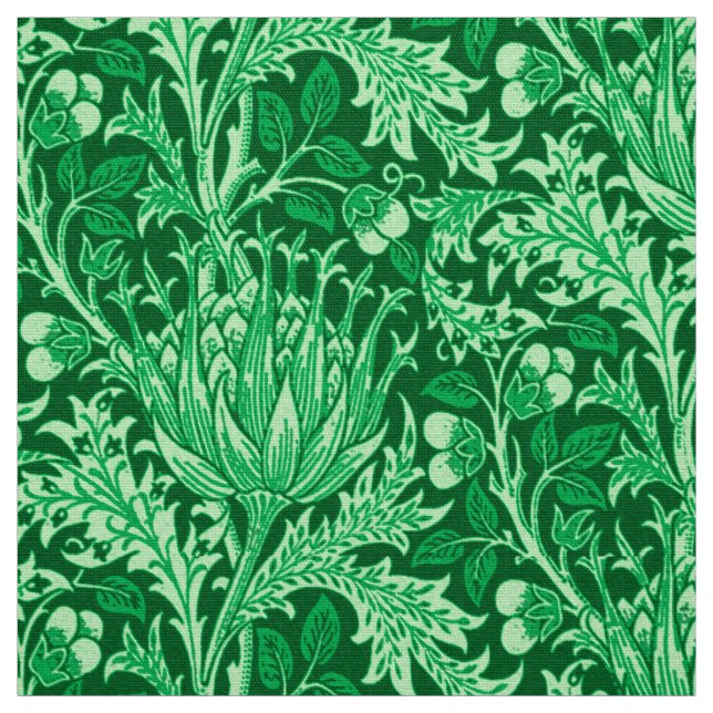 Tecido Damasco de William Morris, verde esmeralda (Modelo)