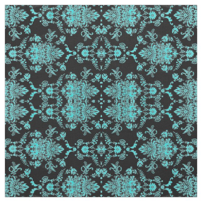 Tecido Damasco do Aqua no design chique preto (Modelo)