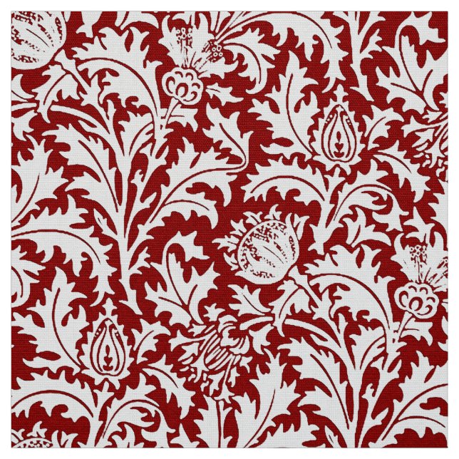 Tecido Damasco do cardo de William Morris, obscuridade - (Modelo)