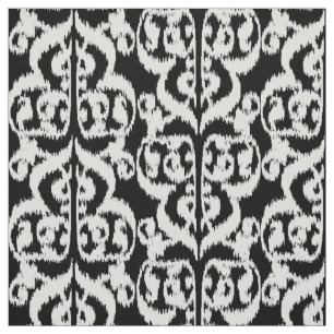 Tecido Damasco do Moorish de Ikat - branco e preto