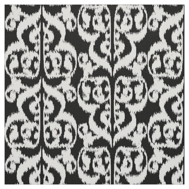 Tecido Damasco do Moorish de Ikat - branco e preto (Modelo)