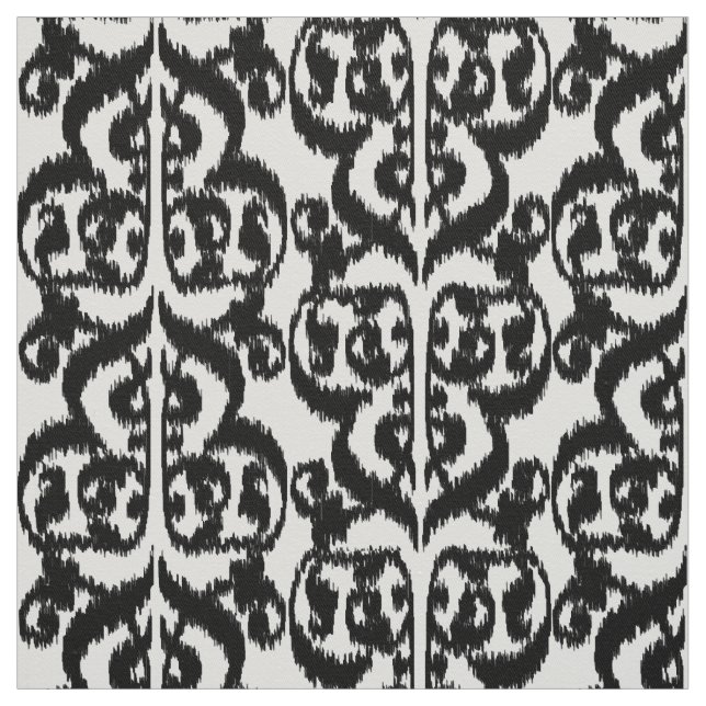 Tecido Damasco do Moorish de Ikat - preto e branco (Modelo)