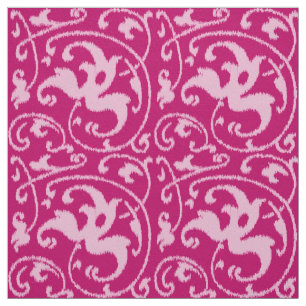 Tecido Damasco floral de Ikat - fúcsia e rosa pálido