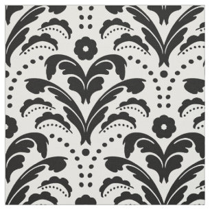 Tecido Damasco floral dos anos 30 do art deco preto e