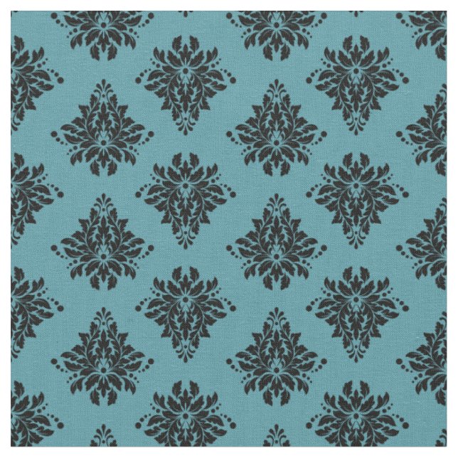 Tecido Damasco Preto em Teal (Detalhe)