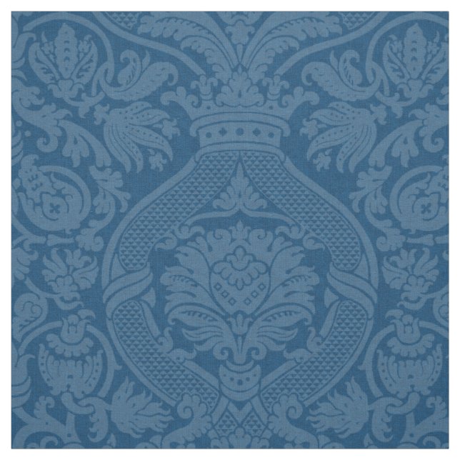 Tecido Damasco Renascença - Azul Pavão (Modelo)