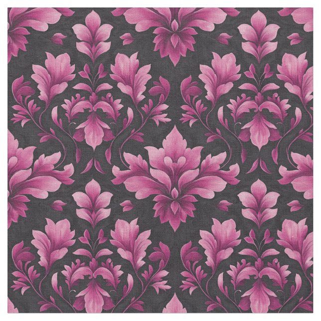 Tecido Damasco Rosa em Preto (Detalhe)