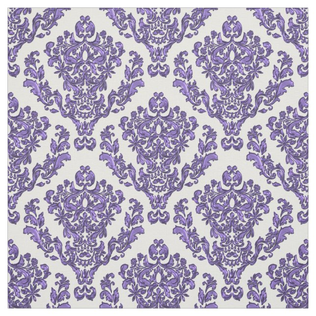 Tecido Damasco roxo no fundo branco ou *Any da cor (Modelo)