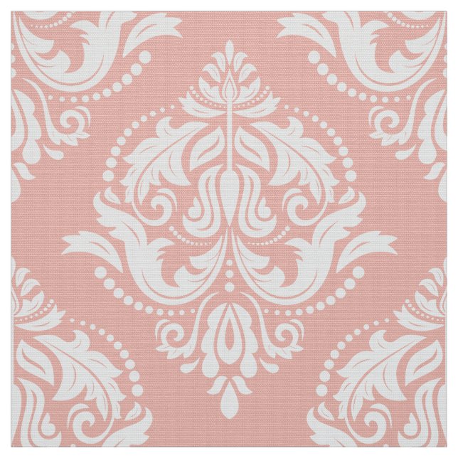 Tecido Damascos Florais De Ornamentado Cor-De-Rosa Branco (Modelo)
