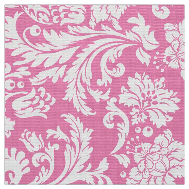 Tecido Damascos Florais Elegantes Brancos e Rosa (Modelo)